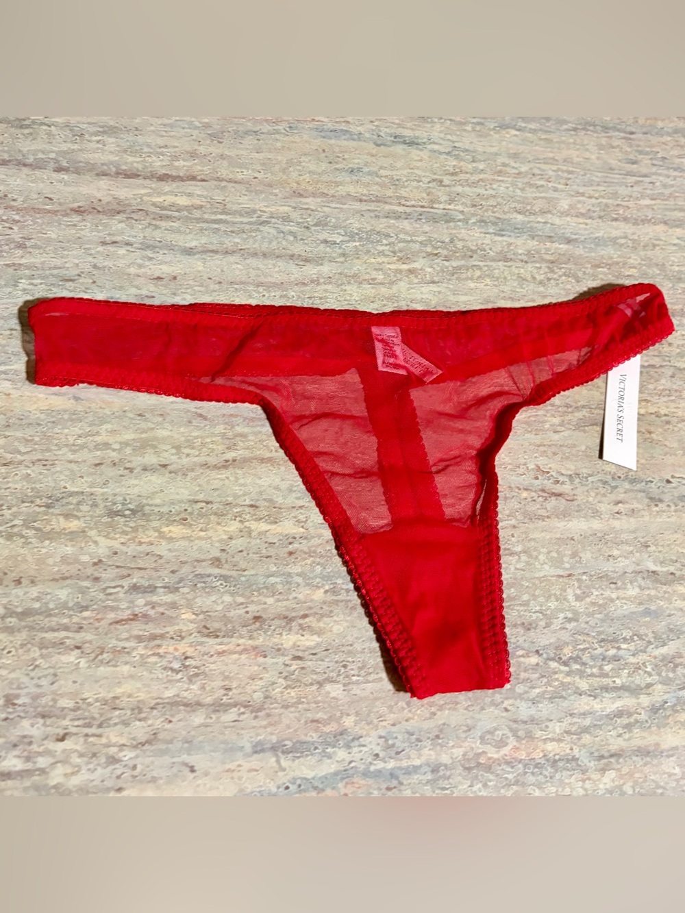 NWT Victoria's Secret Red Sheer Thong Panty